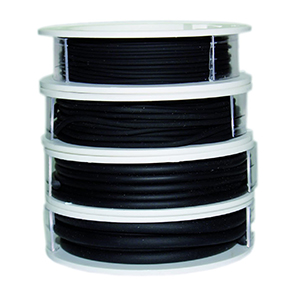 Kautschukband, schwarz, verschiedene Stärken (1.2mm/1.9mm/2.9mm/4.0mm) auf Rolle