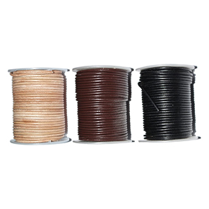 Lederband (Rind) 2mm, 25 Meter auf Rolle, natur, braun oder schwarz