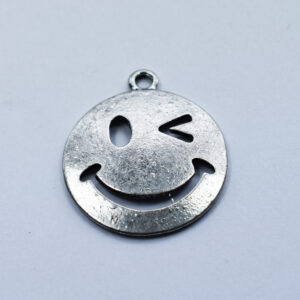 Anhänger Smiley 18mm matt silber