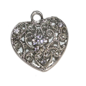 Anhänger Herz m.Straß 23mm silberfarbig