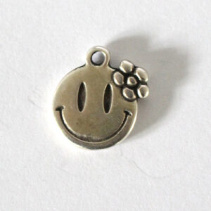 Anhänger Smile Flower 15mm antiksilber