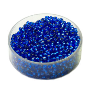 Rocailles Glasperlen mit Silbereinzug, 2.6mm rund, 17g im Döschen, verschiedene Farben