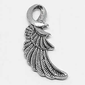 Flügel Anhänger, 30mm, silberfarben