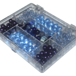 Glasperlen-Set, 120 Gramm in Rechteckdose, 6 verschiedene Farben