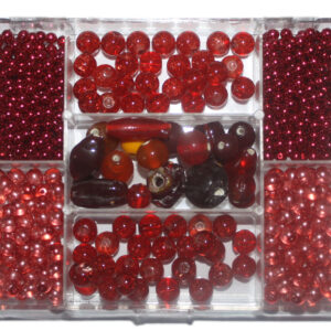 Glasperlen-Set, 120 Gramm in Rechteckdose, 6 verschiedene Farben