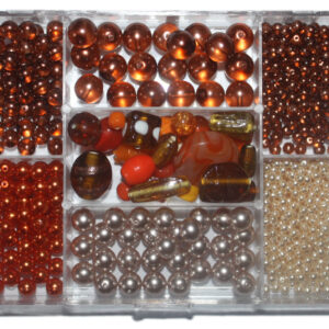 Glasperlen-Set, 120 Gramm in Rechteckdose, 6 verschiedene Farben