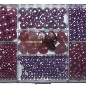 Glasperlen-Set, 120 Gramm in Rechteckdose, 6 verschiedene Farben