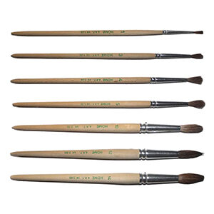 Pinselset mit 6 unterschiedlichen Aquarellpinseln (Größe 1, 3, 4, 5, 10, 14), aus Naturhaar