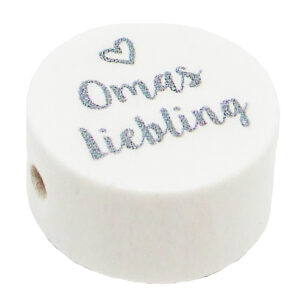 Holzscheibe mit Text für Schnullerkette, 20x10mm, 2 St., verschiedene Ausführungen (schweiss- und speichelfest)