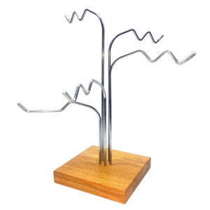 Schmuckständer Exklusiv, Edelstahl mit Sockel aus Eiche lackiert