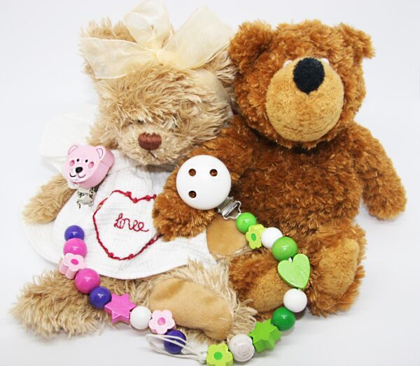 Kettenclip Bär, Clip Schnullerkette 37mm, verschiedene Farben (schweiss- und speichelfest)