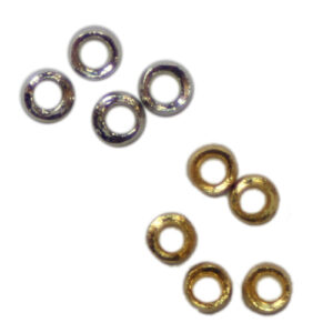 Quetschperlen 2.6mm, 1g ca. 29 Stück / 5g ca. 145 Stück, in 2 Farben (Silber/Gold)
