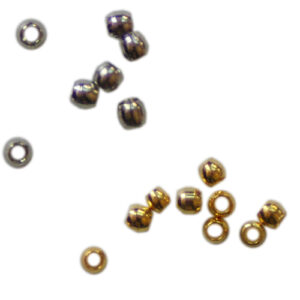 Quetschperlen 1.8mm, 1g ca. 72 Stück / 5g ca. 360 Stück, in 2 Farben (Silber und Gold)