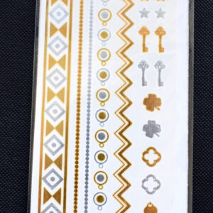 Shiny Tattoos gold-silber 16 x 8cm, verschiedene metallische temporäre Tätowierungen