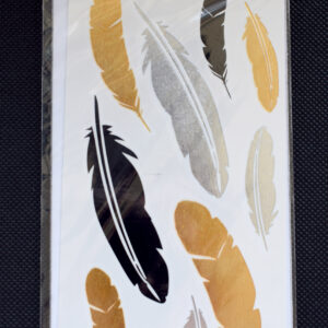 Tattoos Federn gold-silber-schwarz 16x8cm, metallische temporäre Tätowierungen
