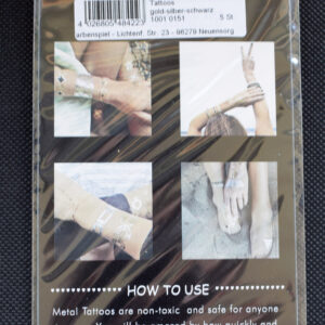 Tattoos Federn gold-silber-schwarz 16x8cm, metallische temporäre Tätowierungen