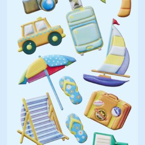 3D SOFTY Sticker-Set Urlaub, 13 Aufkleber für Partys oder zum Dekorieren