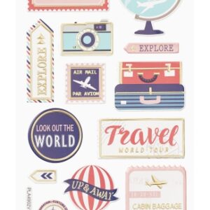 3D SOFTY Sticker-Set Travel, 13 Aufkleber für Partys oder zum Dekorieren