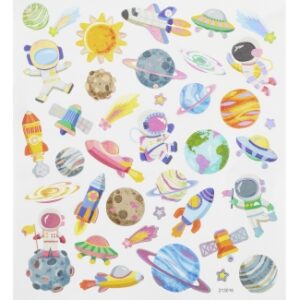 Sticker-Set Raumfahrt, ca. 38 attraktive Aufkleber für Partys oder zum Dekorieren