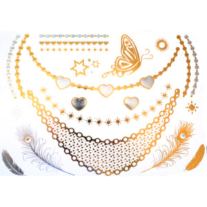 Shiny Tattoos gold-silber 20x15cm, metallische temporäre Tätowierungen