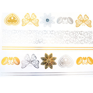 Shiny Tattoos gold-silber 16 x 8cm, verschiedene metallische temporäre Tätowierungen