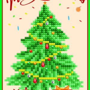 Diamond Dotz Grußkarte Weihnachtsbaum “Merry Christmas”, ca. 12,6 x 17,7 cm, funkelnde Klappkarte zum Verschenken, inkl. Briefumschlag
